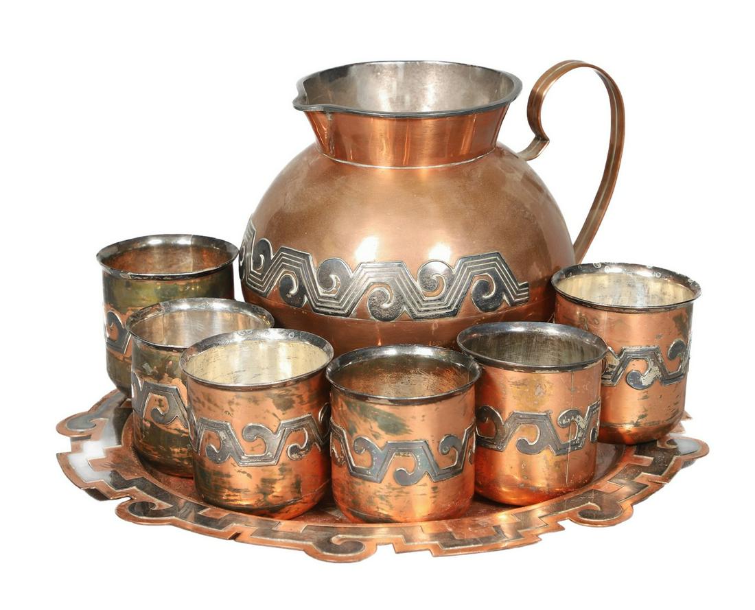 Taxco Mexico Mixed Metal Drink Set (1 of 14)