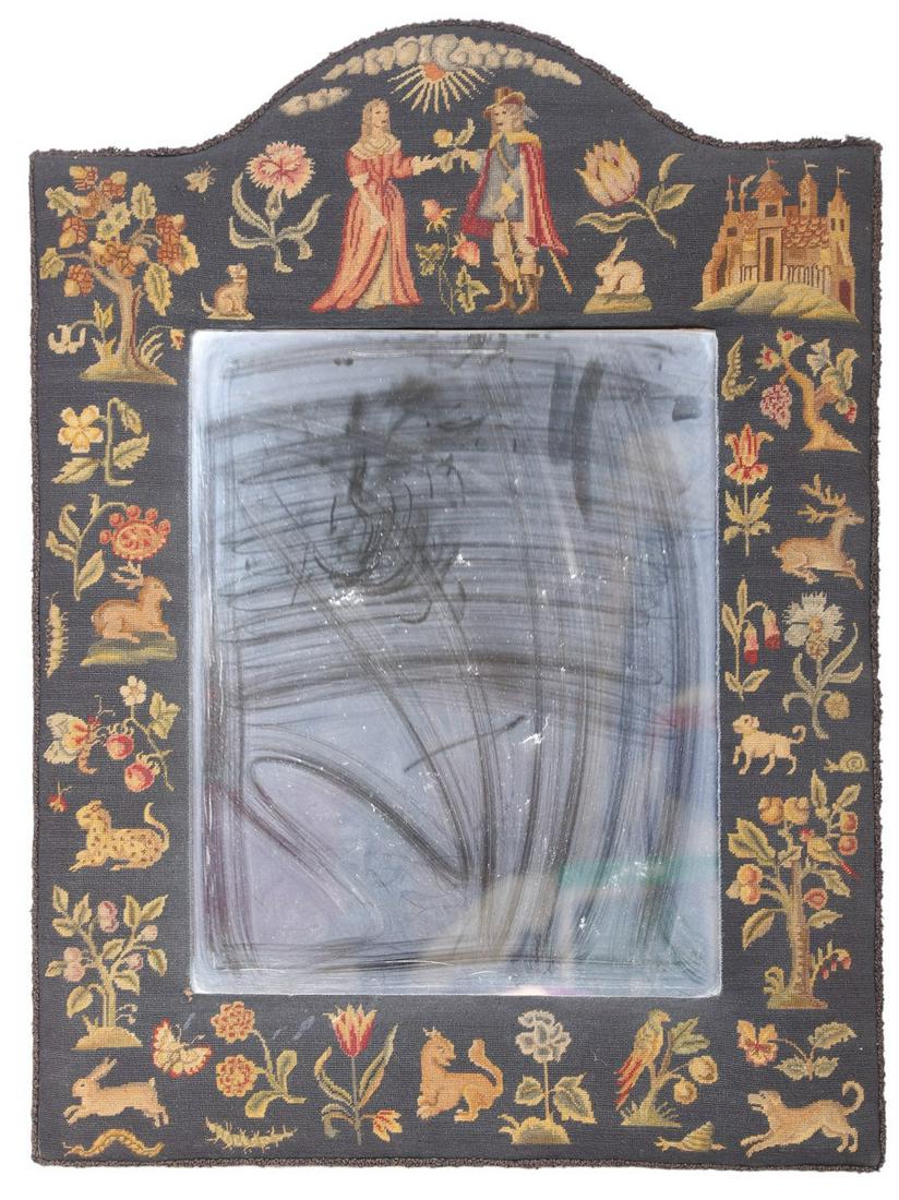 Needlepoint Framed Hanging Wall Mirror (1 of 2)