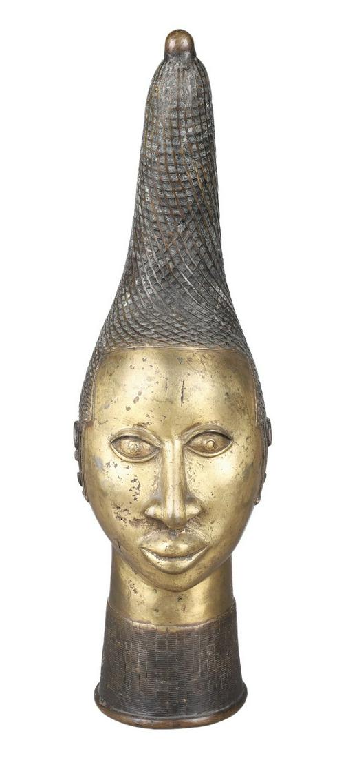 African Gilt Bronze Benin Queen Idia Bust (1 of 5)