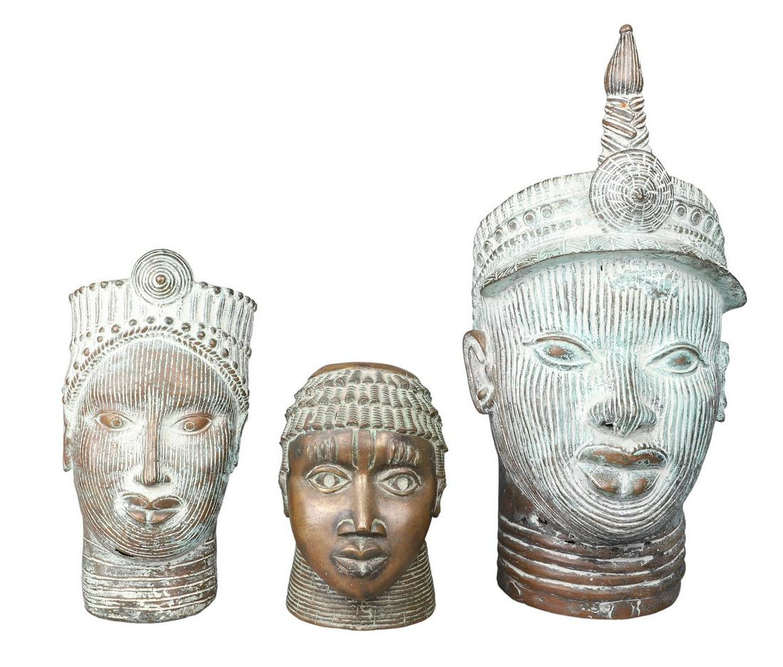 (3) African Benin Bronze Busts (1 of 4)