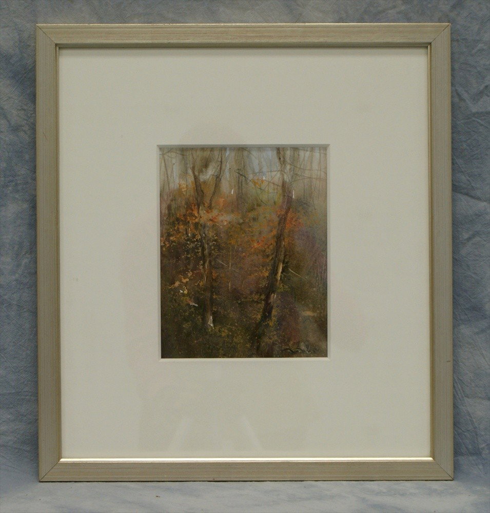 Robert Bohne, 'Trees', Framed-WC on Paper, 10"x1: Robert Bohne, 'Trees', Framed-WC on Paper, 8" x 6-1/4" , Phila PA