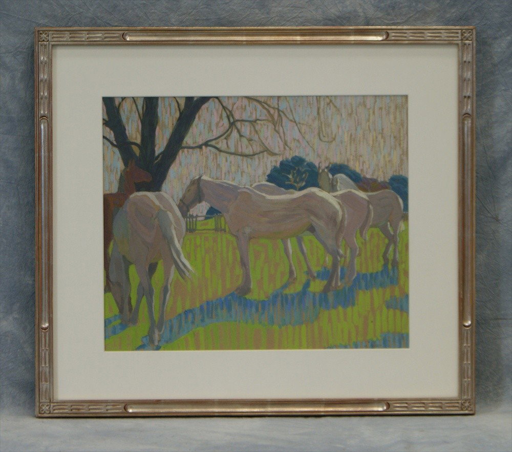 Mildred Bunting Miller, 1892-1964, "House in Woo: Mildred Bunting Miller, 1892-1964, "Dappled Horses", 14-1/2" x 17-1/4"