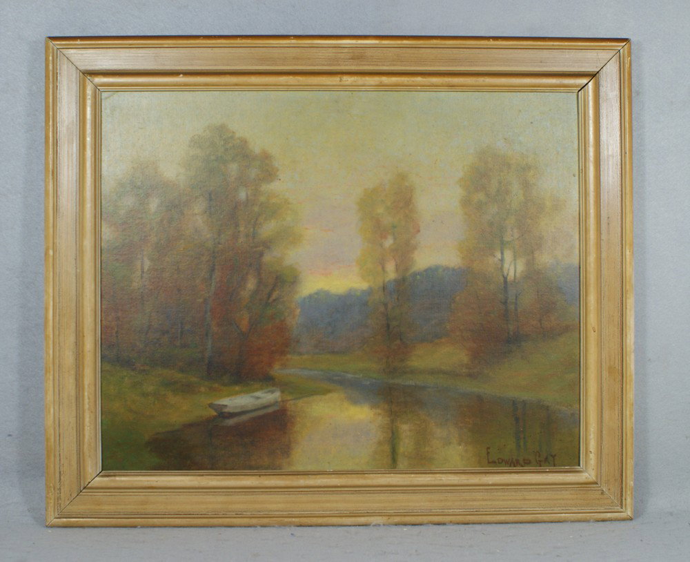 Edward B Gay, American, 1837-1928, o/canvas boar: Edward B Gay, American, 1837-1928, o/canvas board, titled "Afterglow" verso, 16" x 20"