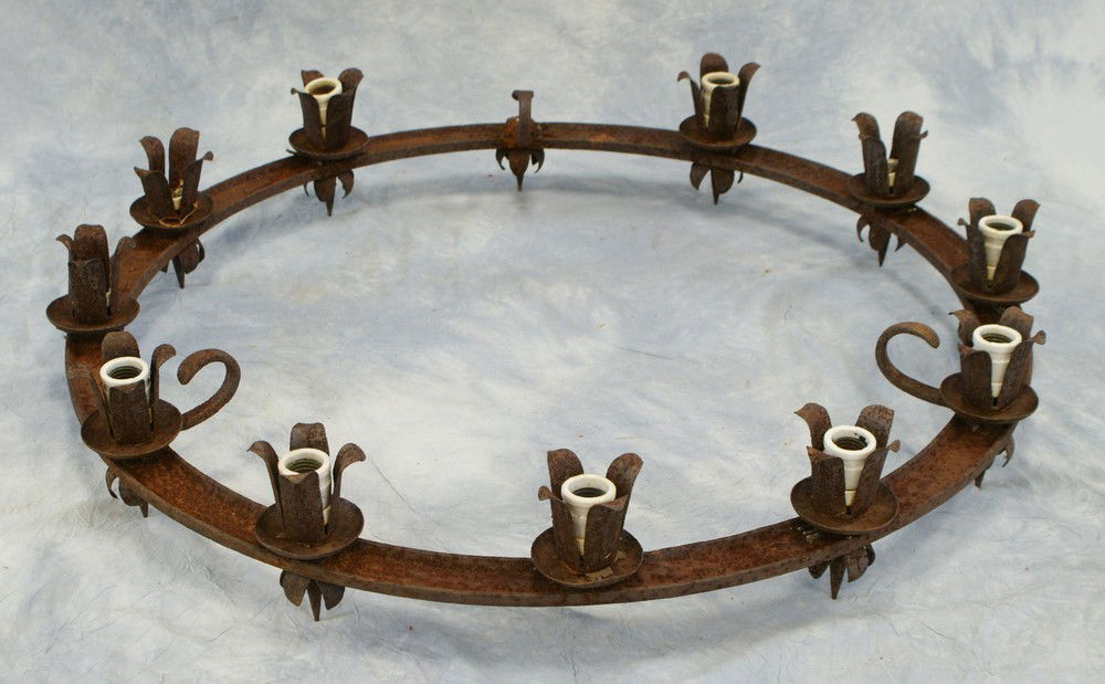 Wrought iron arts and crafts hanging candle ligh: Wrought iron arts and crafts hanging candle light fixture,