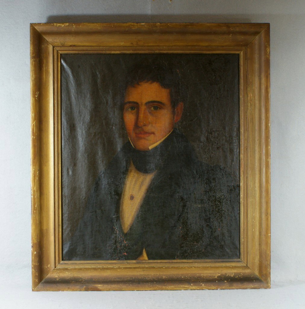 Continental School, 19th c, o/c, portrait of a y: Continental School, 19th c, o/c, portrait of a young man, unsigned, 23" x 20". Gilt frame