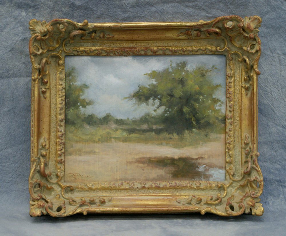 Robert Bohne, American, 20th c, (3) o/panel, Lan: Robert Bohne, American, 20th c, (3) o/panel, Landscape, 8 1/2" x 10 1/4", the other 2 about 6 1/4" x 4 1/4", both framed