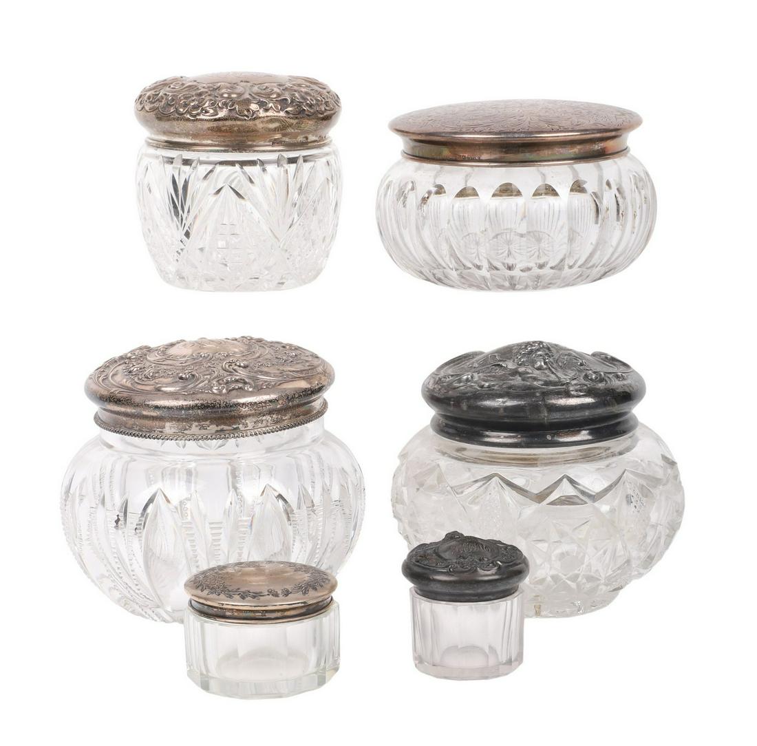 (6) Sterling and Plate Covered Powder Jars (1 of 10)