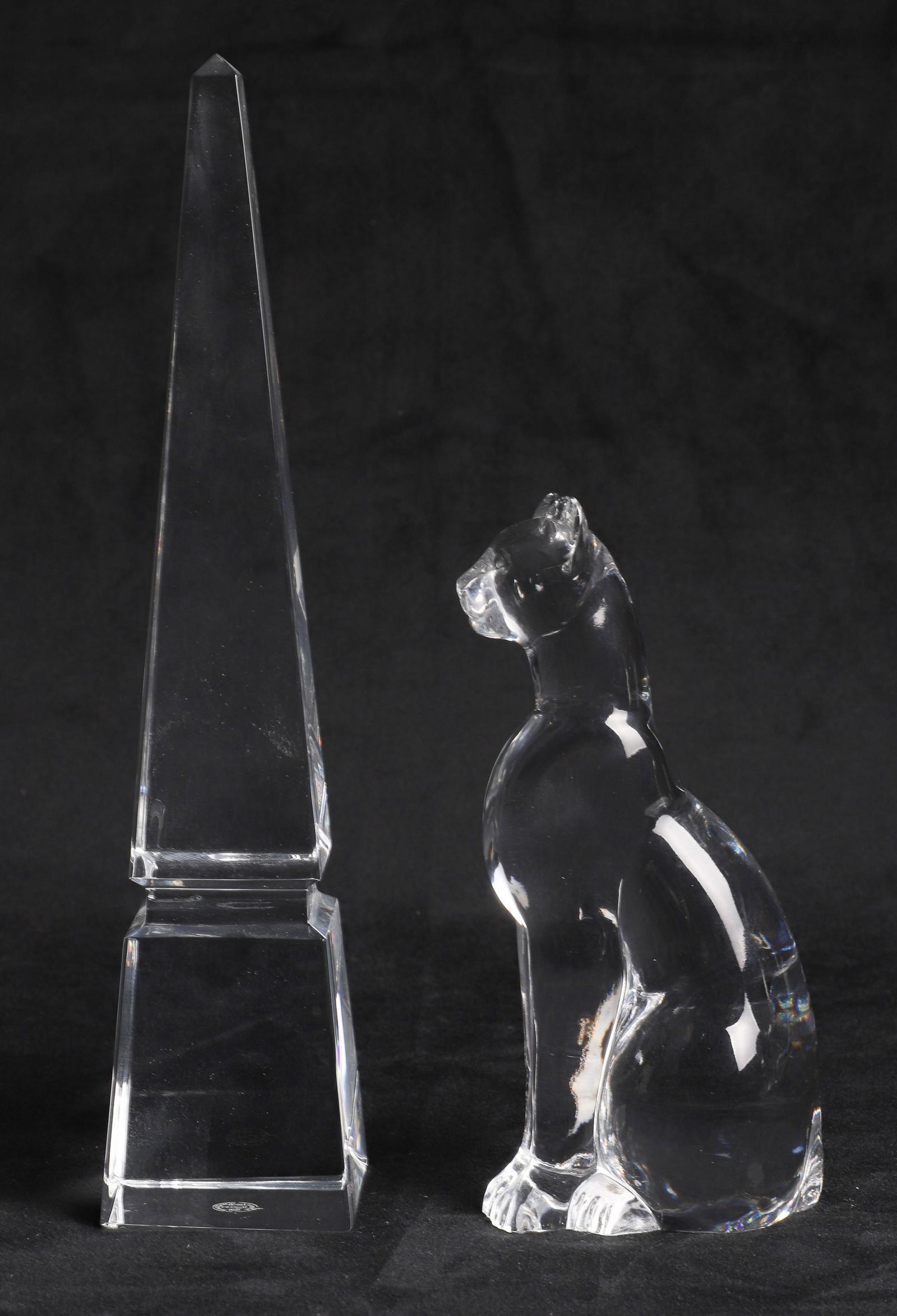 Baccarat Crystal Cat and Obelisk (1 of 2)