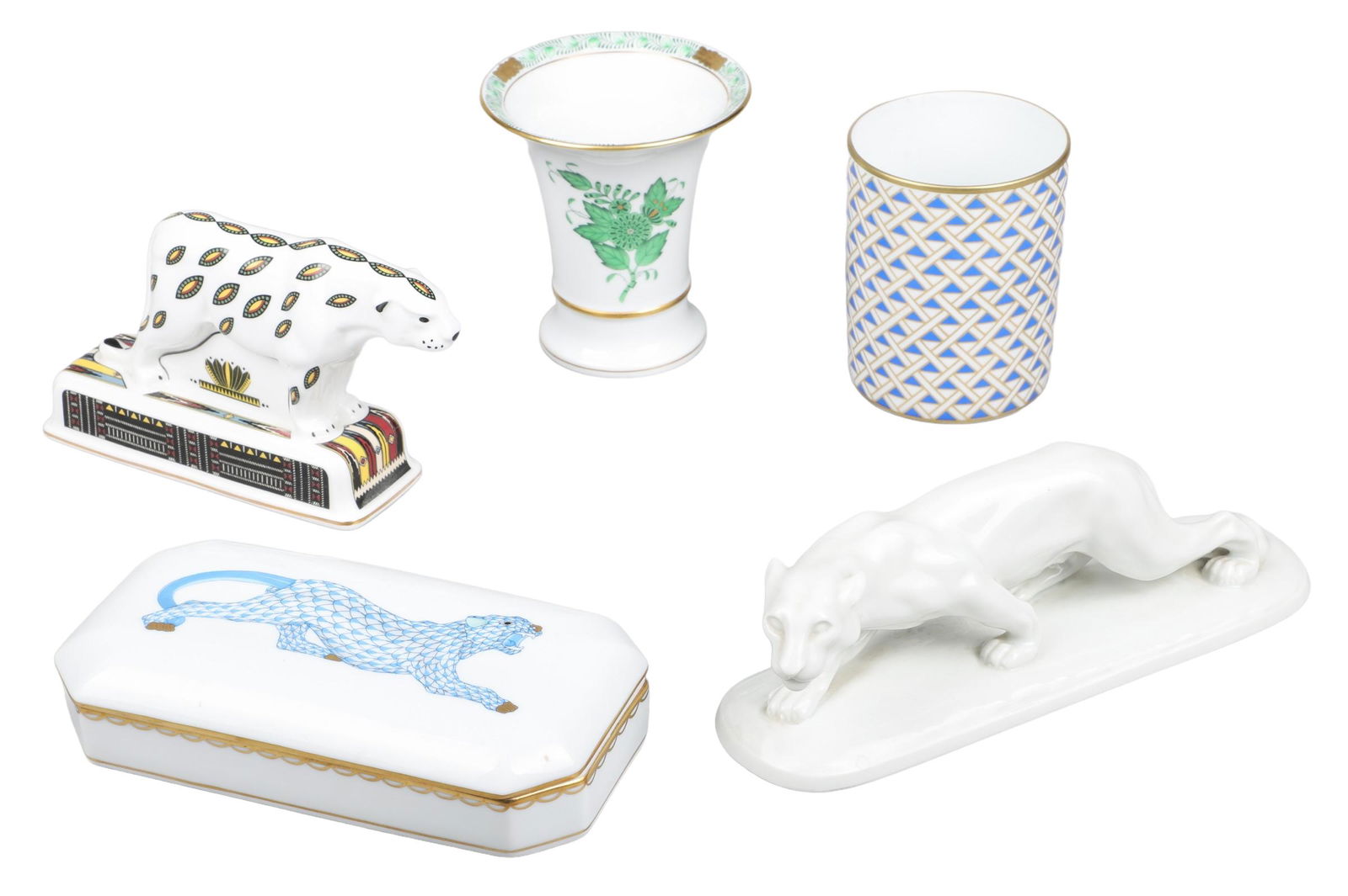 (5) Porcelain Panther and Vase Group (1 of 9)