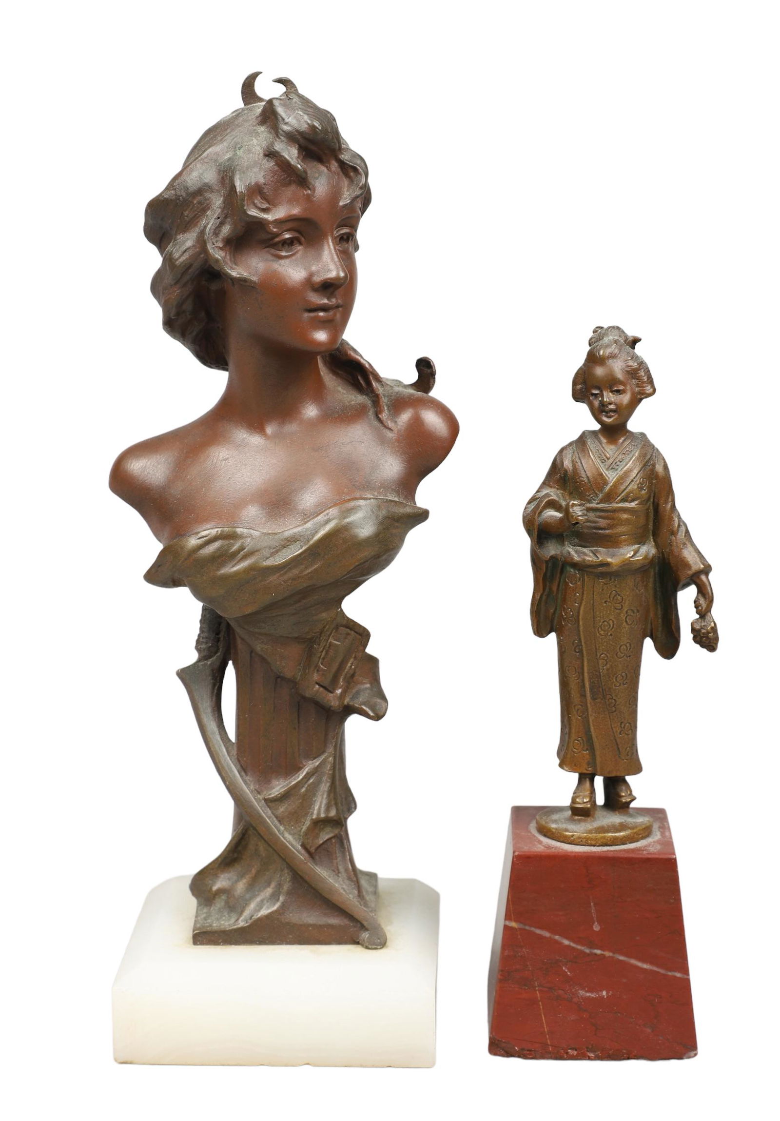 (2) Art Nouveau Bronze Sculptures (1 of 5)