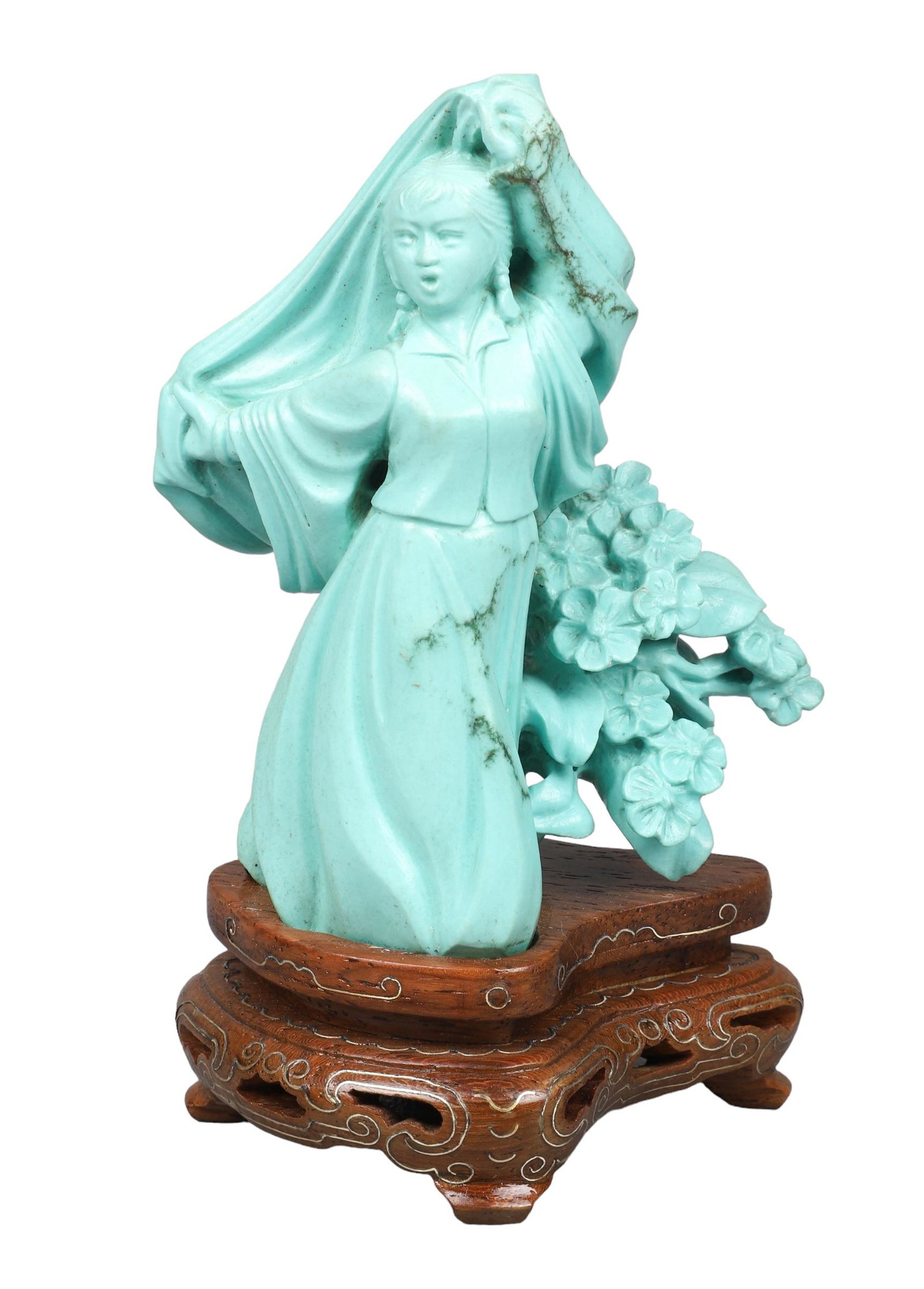 Chinese Carved Turquoise Figure (1 of 3)