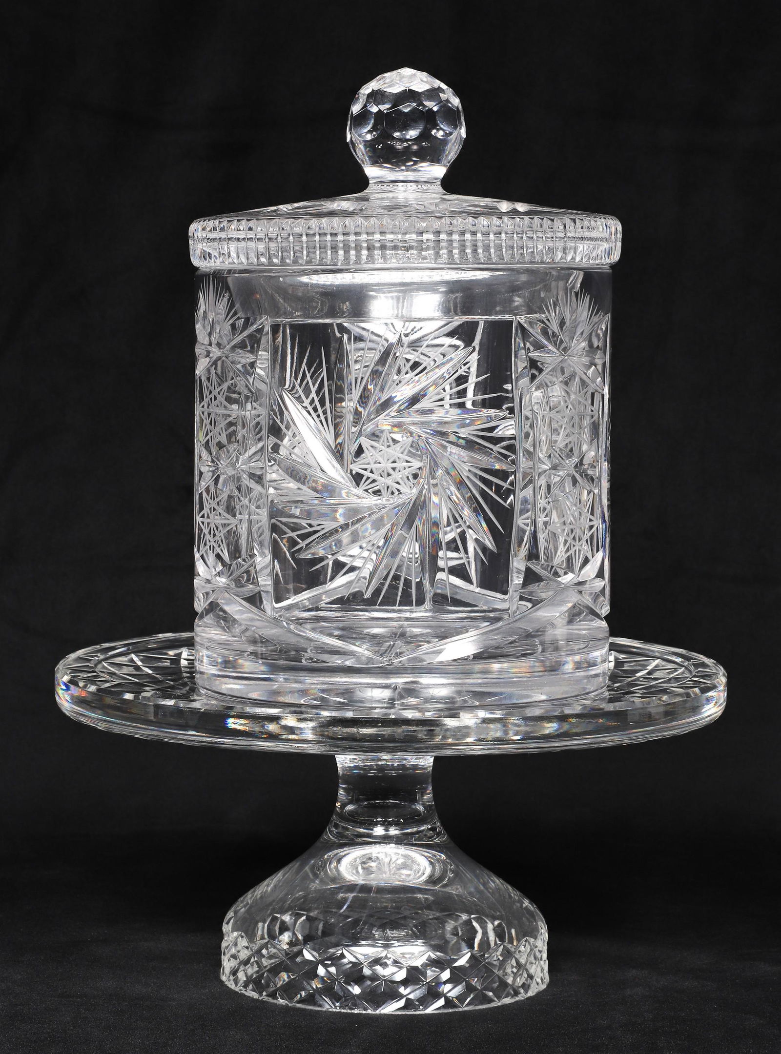 Cut Glass Biscuit Jar & Cake Stand (1 of 5)