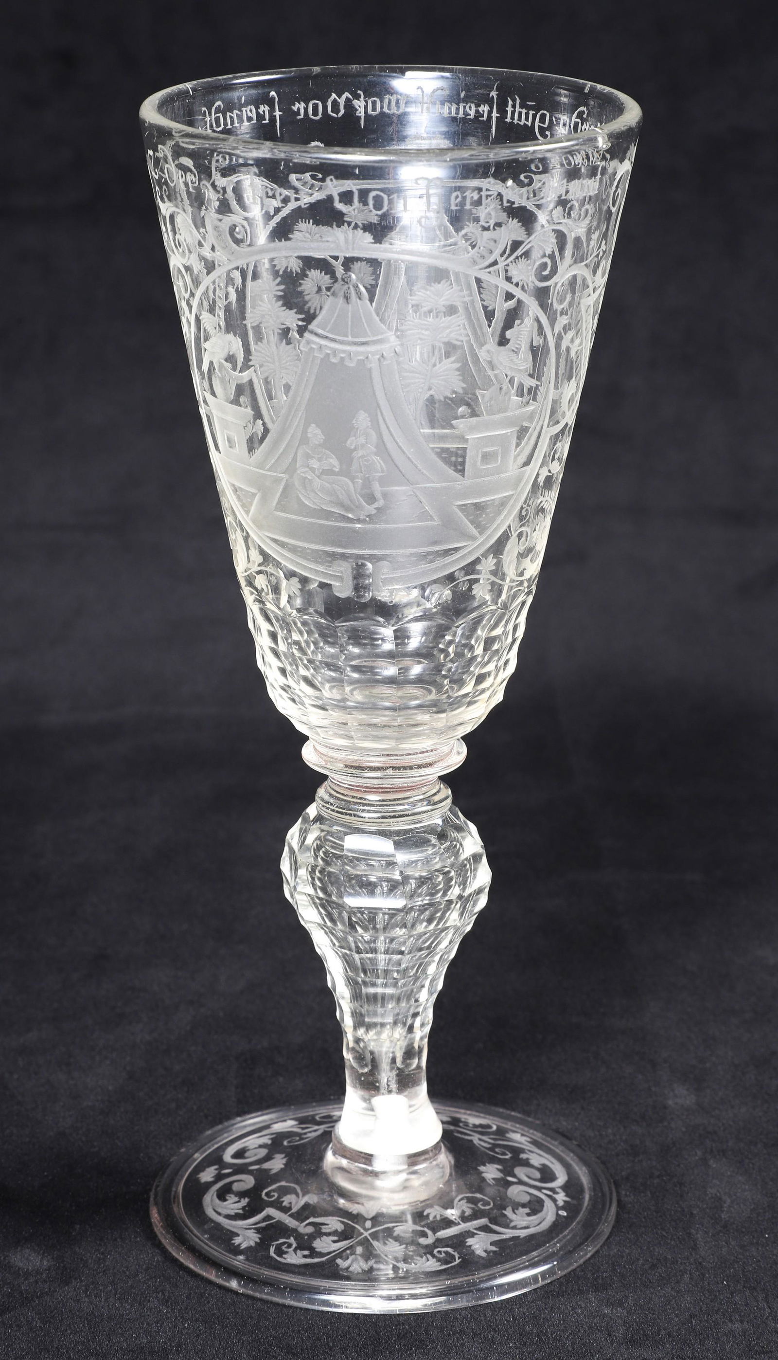 18th C German Wheel Engraved Toasting Glass (1 of 4)