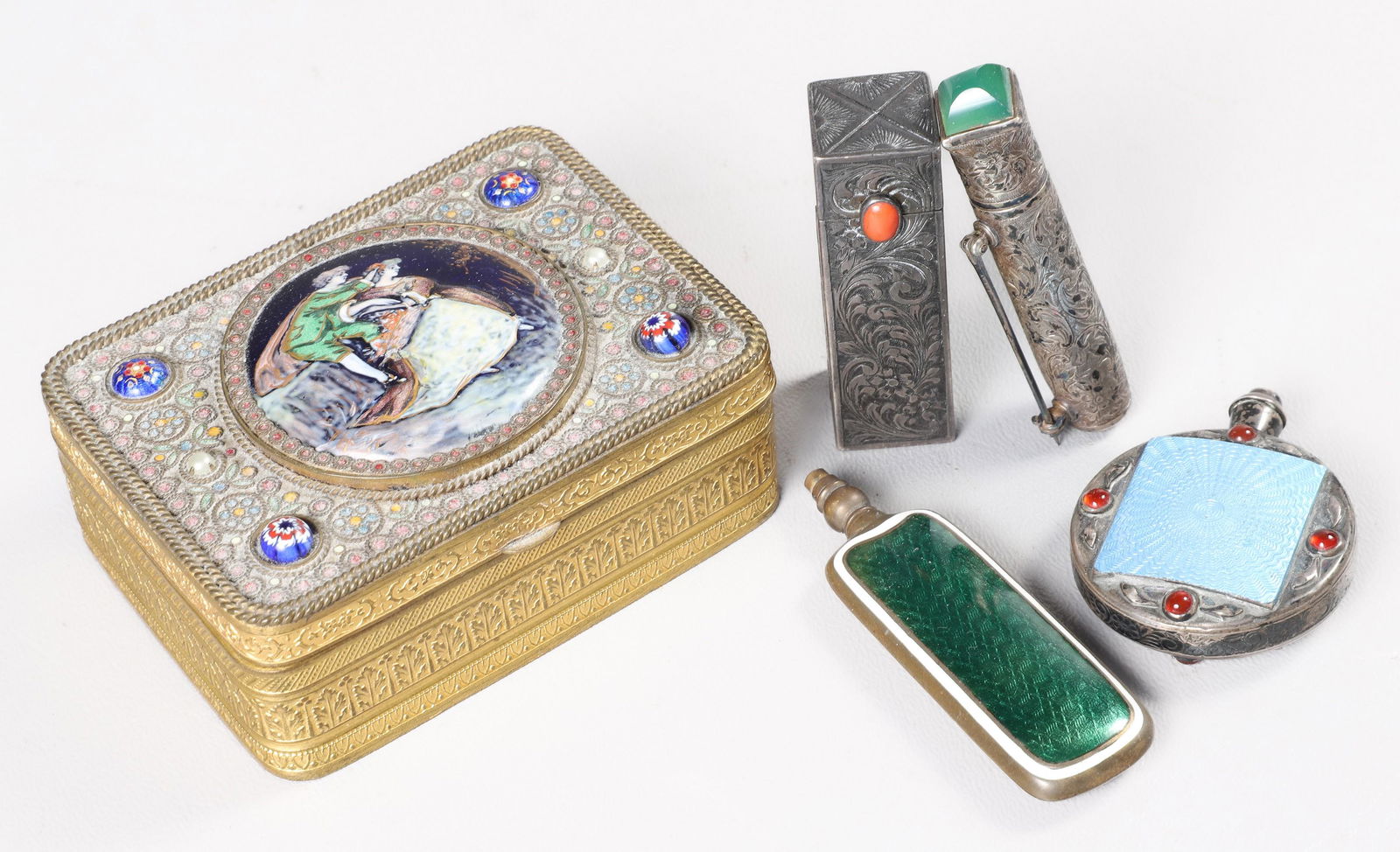 (5) Enameled Dresser Box and Scent Bottles (1 of 14)