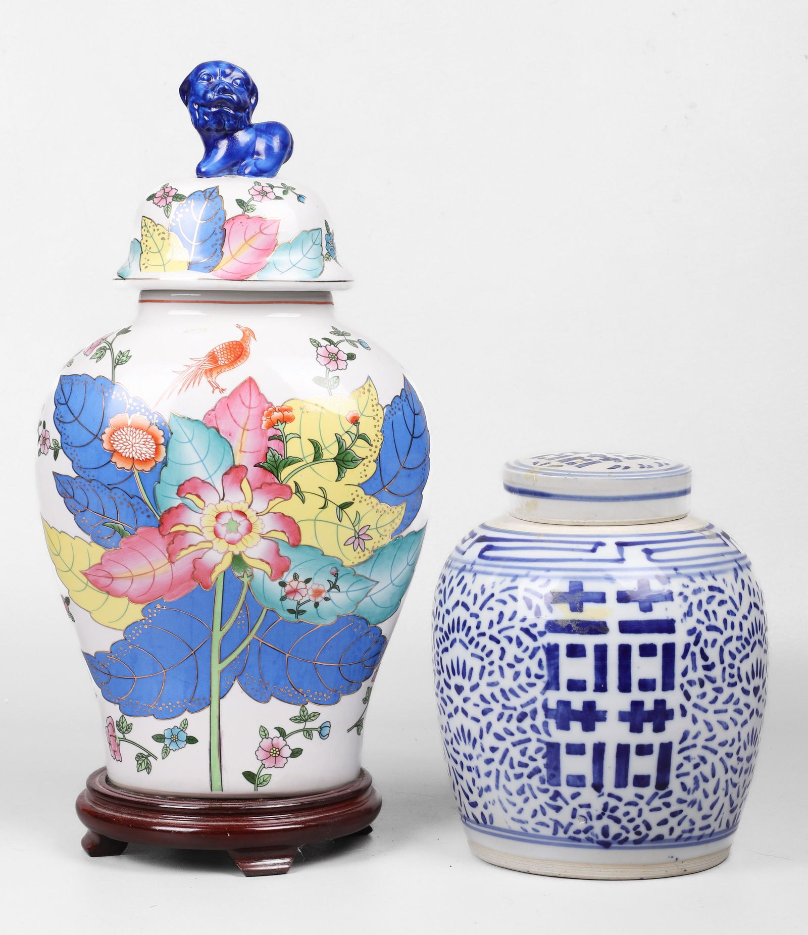 (2) Chinese Porcelain Ovoid Covered Jar (1 of 7)
