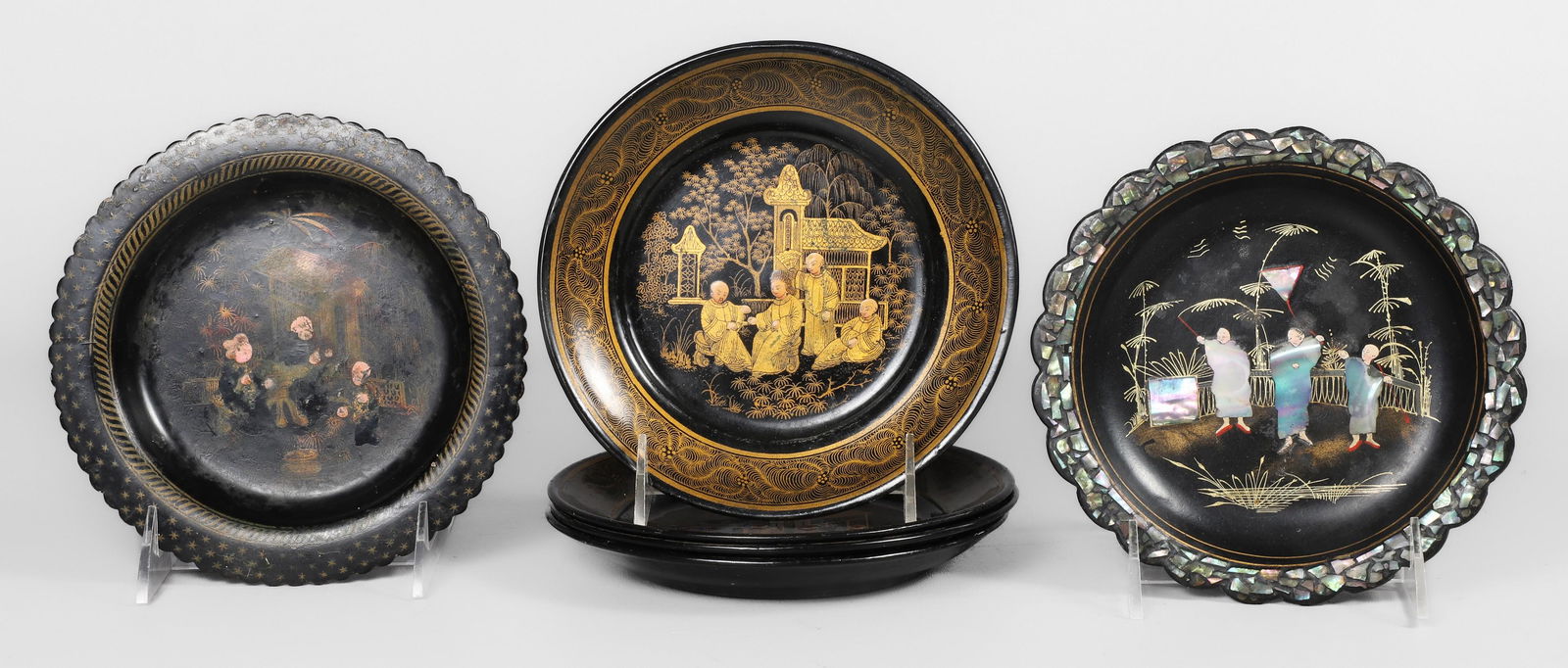 (6) Chinese Lacquer Plates (1 of 5)