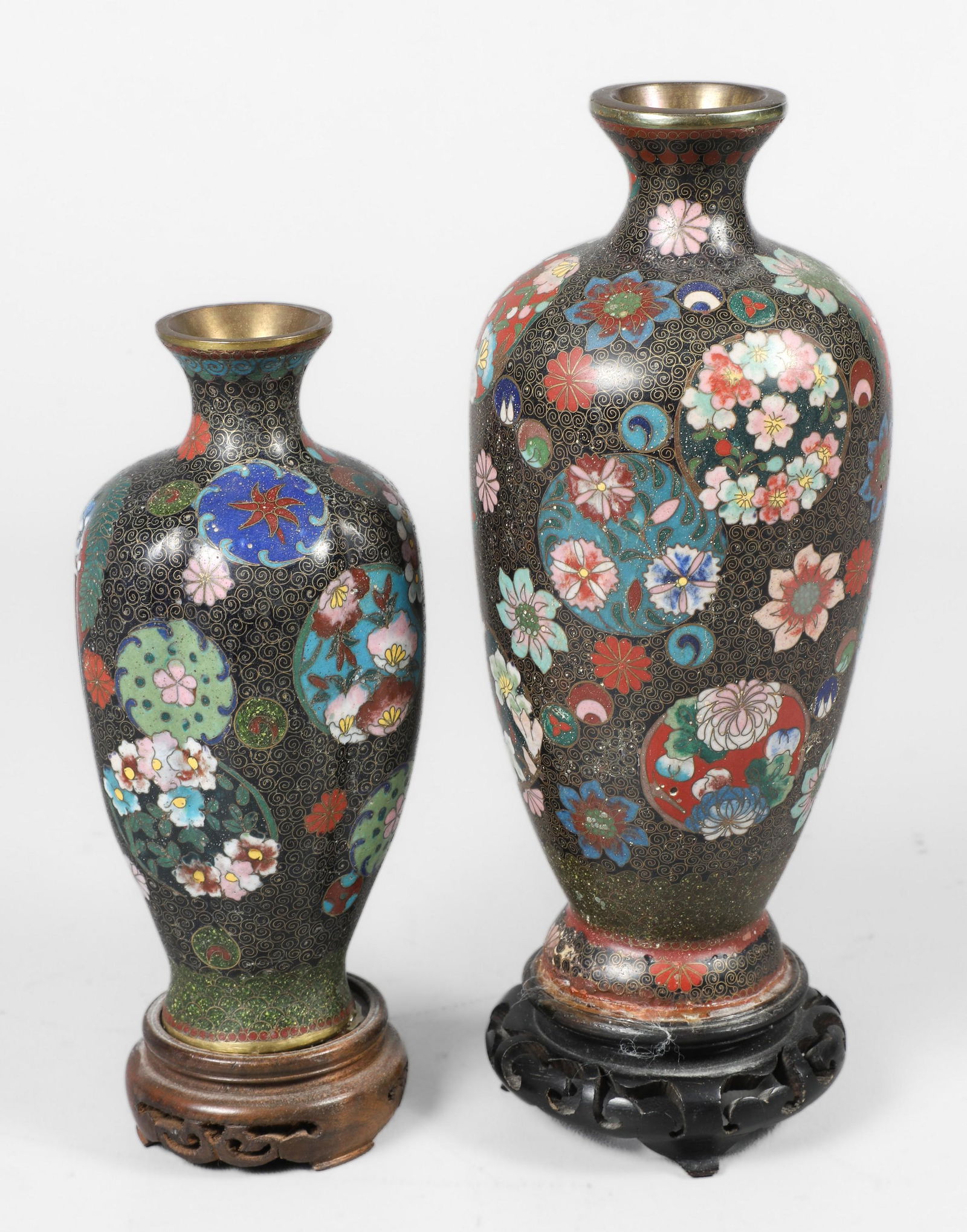 (2) Japanese Cloisonne Enamel Vases (1 of 4)