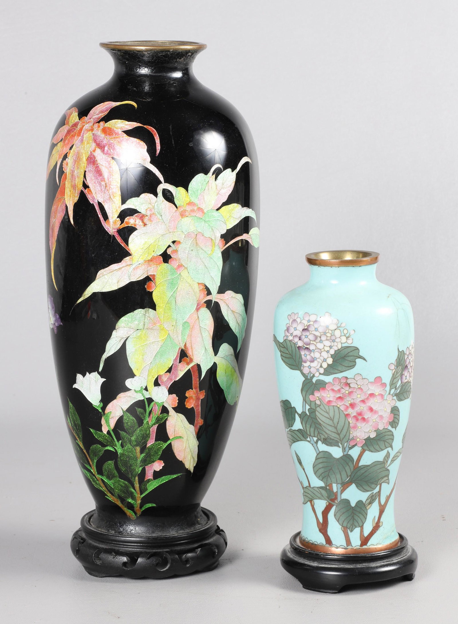 (2) Japanese Cloisonne Enamel Vases (1 of 7)