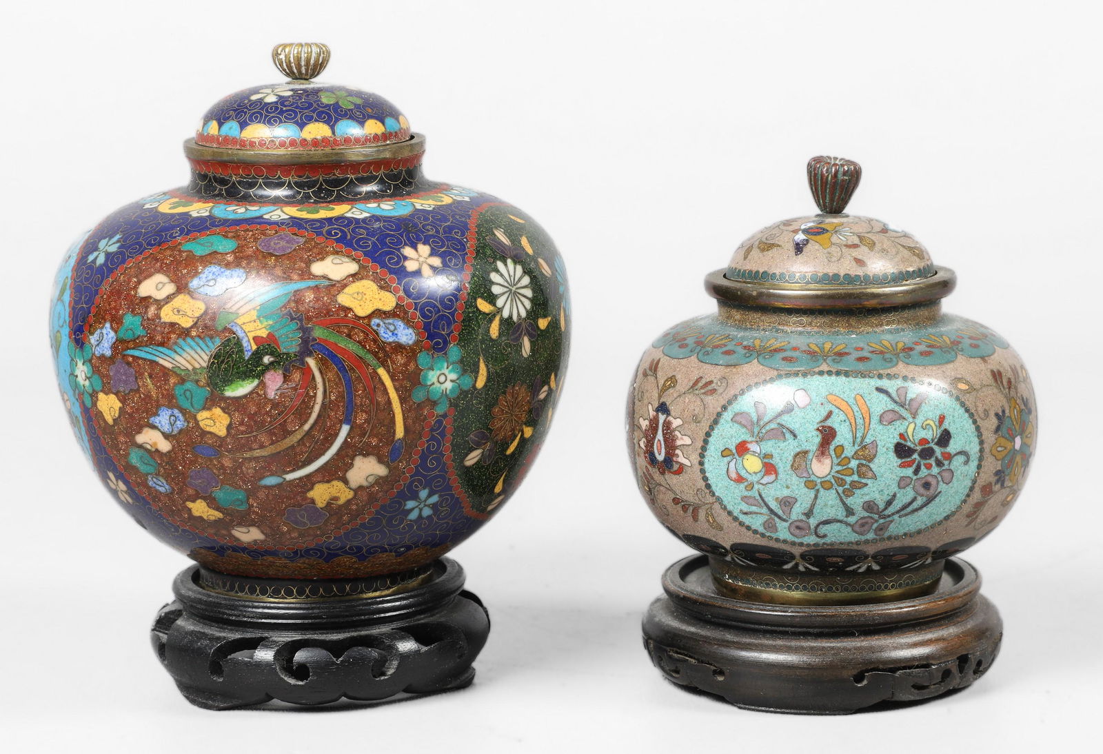 (2) Japanese Cloisonne Enamel Covered Jars (1 of 5)
