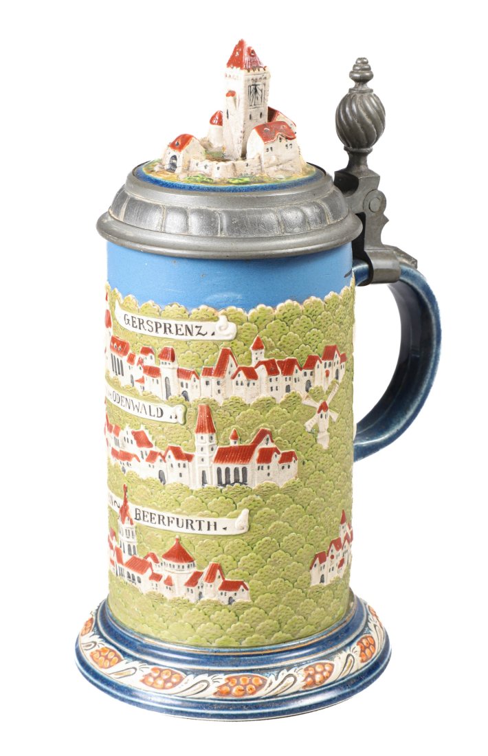 "Pottery Etched and Relief Mettlach Stein 2829, "Rodenstein" (1 of 12)