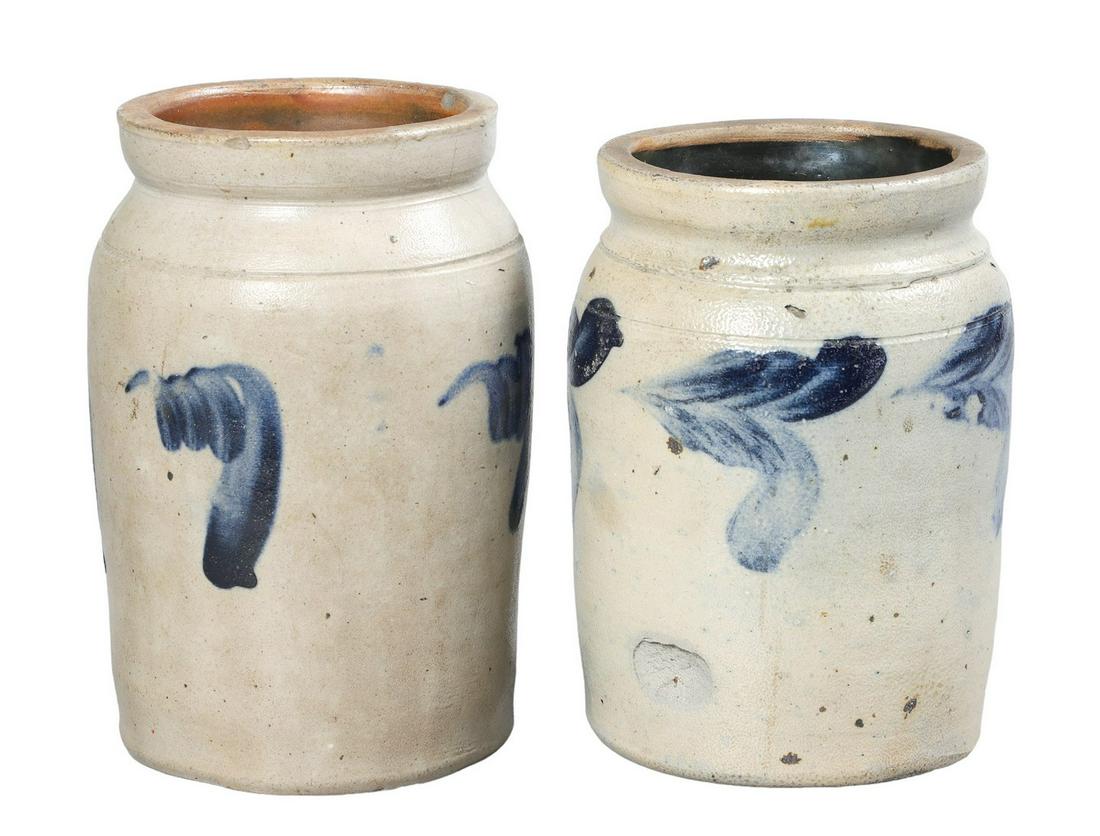 (2) Blue Decorated Stoneware Fruit Jars (1 of 4)