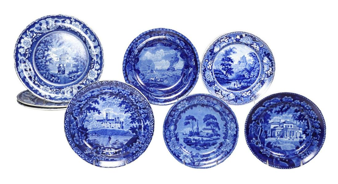 (10) Staffordshire Blue Transfer Plates (1 of 10)