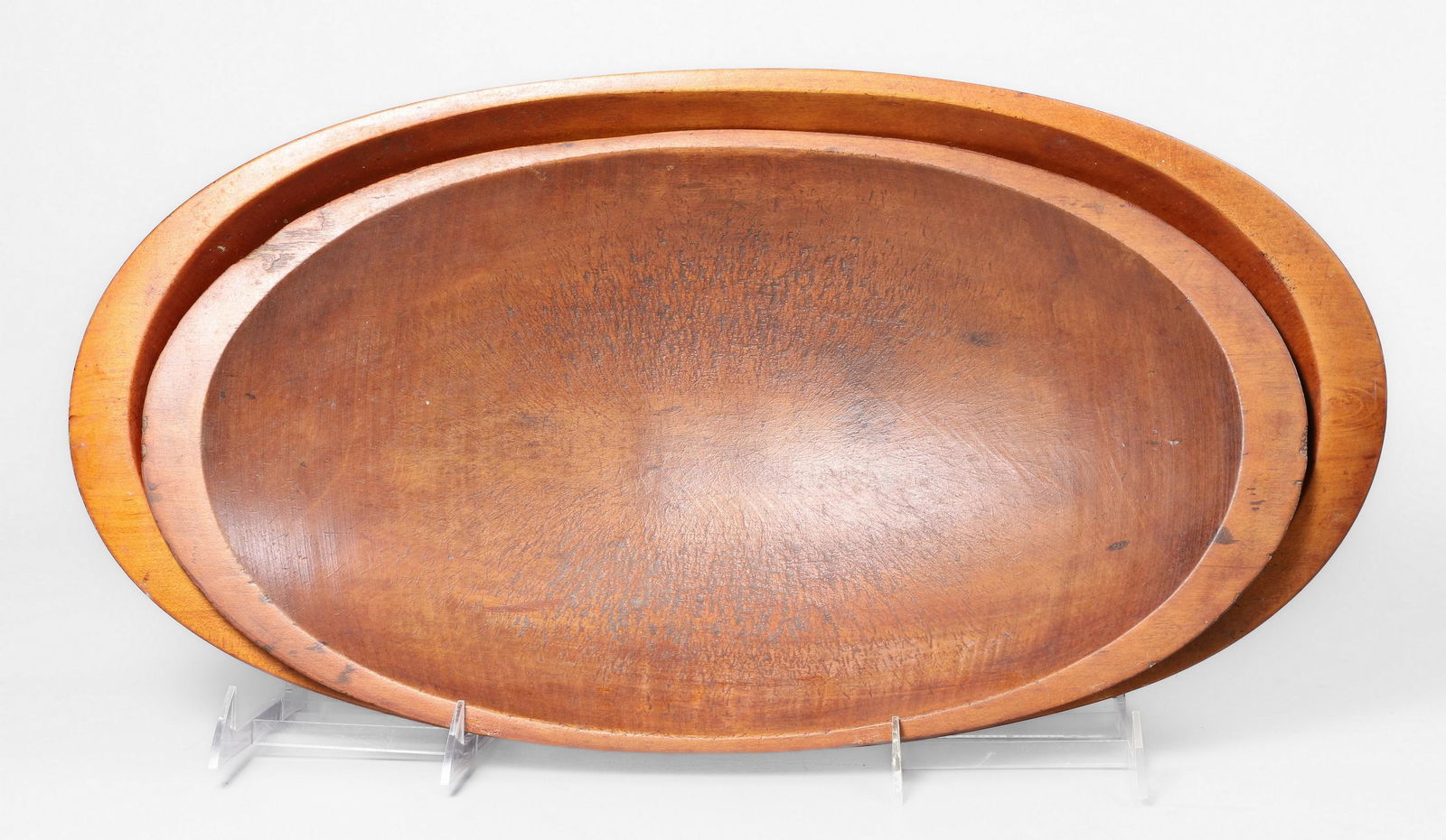 (2) Carved Wood Handled Trencher Bowls (1 of 5)