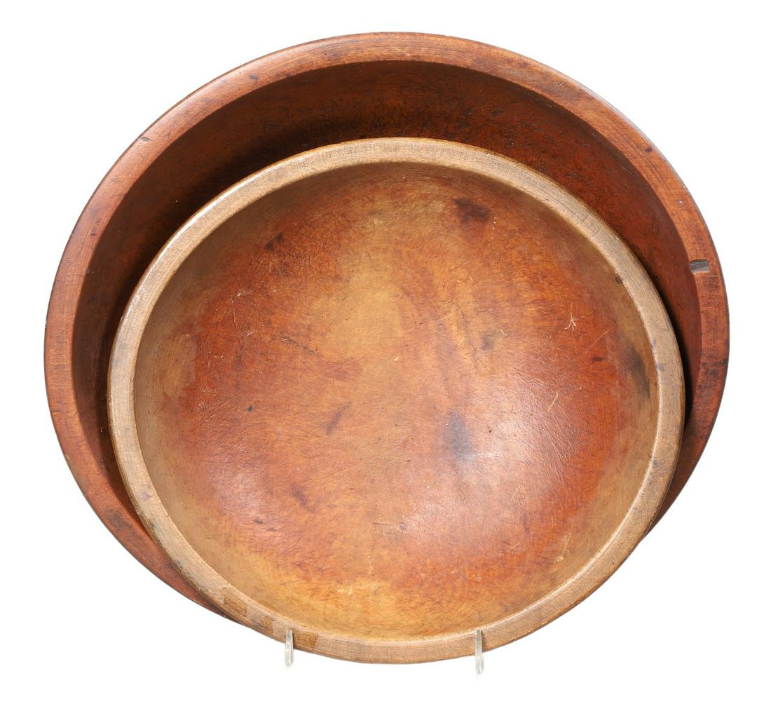 (2) Carved Wood Bowls: (2) Carved wood bowls, 11-1/4" dia and 13-1/2" dia