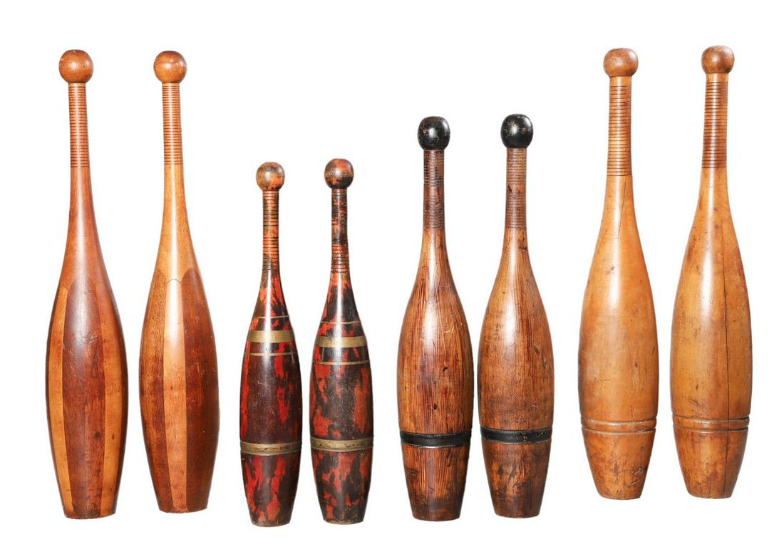 (8) Turned Wood Indian Exercise Clubs (1 of 3)