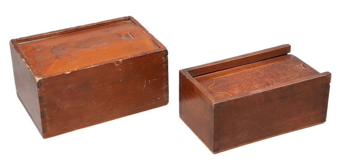 (2) Inlaid and Dovetailed Wood Candle Boxes (1 of 4)