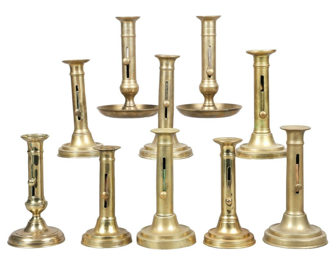(10) 19th C Push Up Candlesticks (1 of 4)
