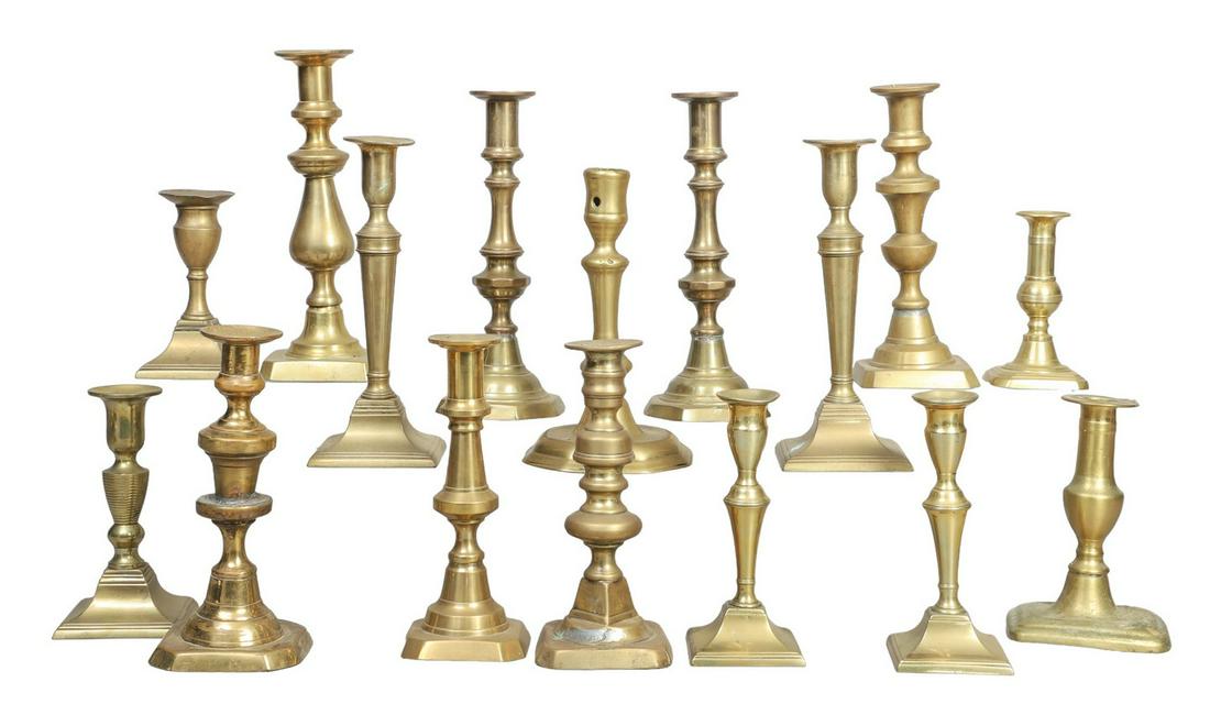 (16) 18th and 19th C Brass Candlesticks (1 of 8)