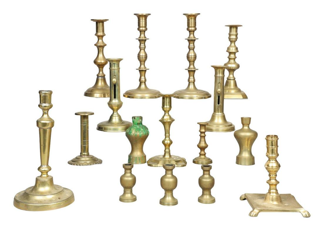 (16) 18th-20th C Brass Candlesticks (1 of 7)