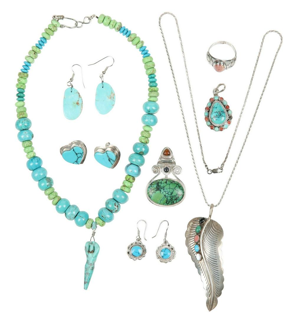 Sterling and Turquoise Jewelry Group (1 of 8)