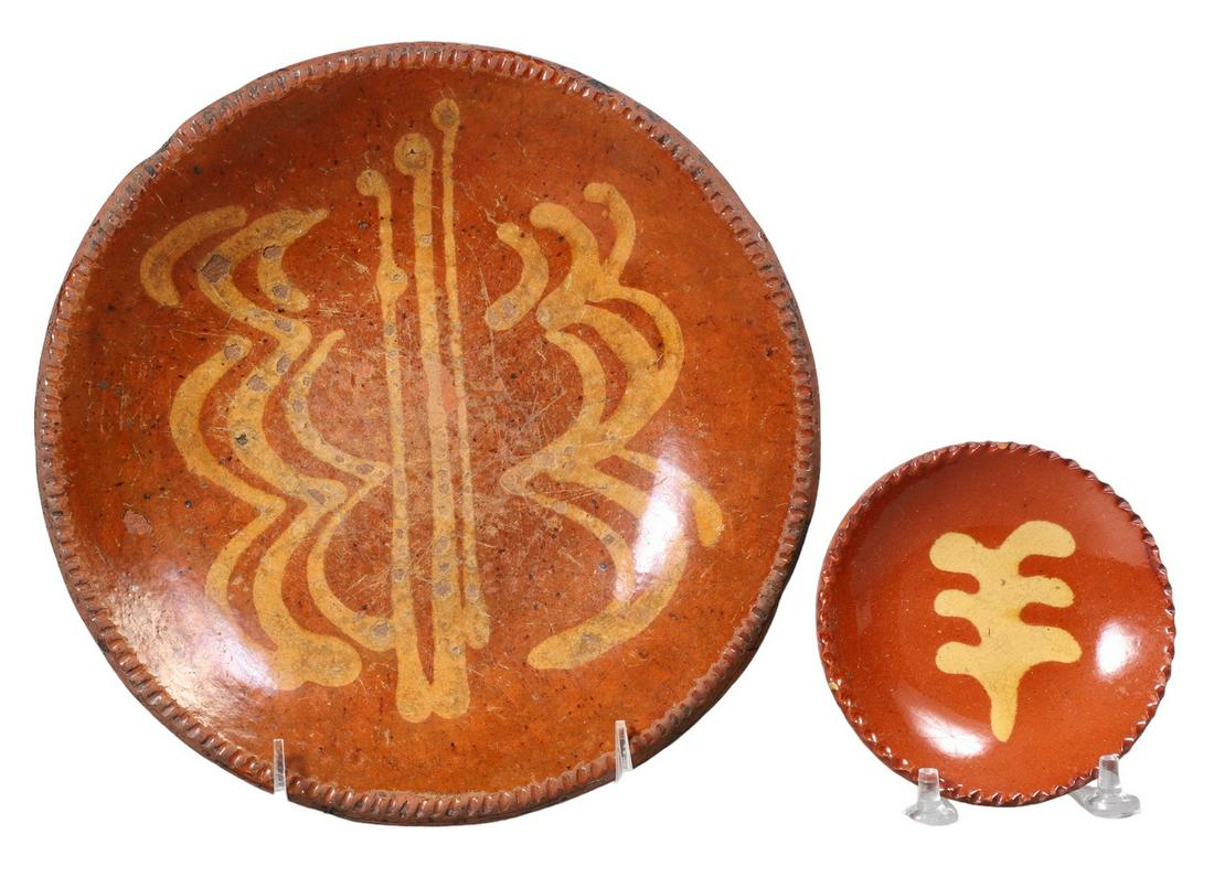 (2) Slip Decorated Redware Plates (1 of 2)