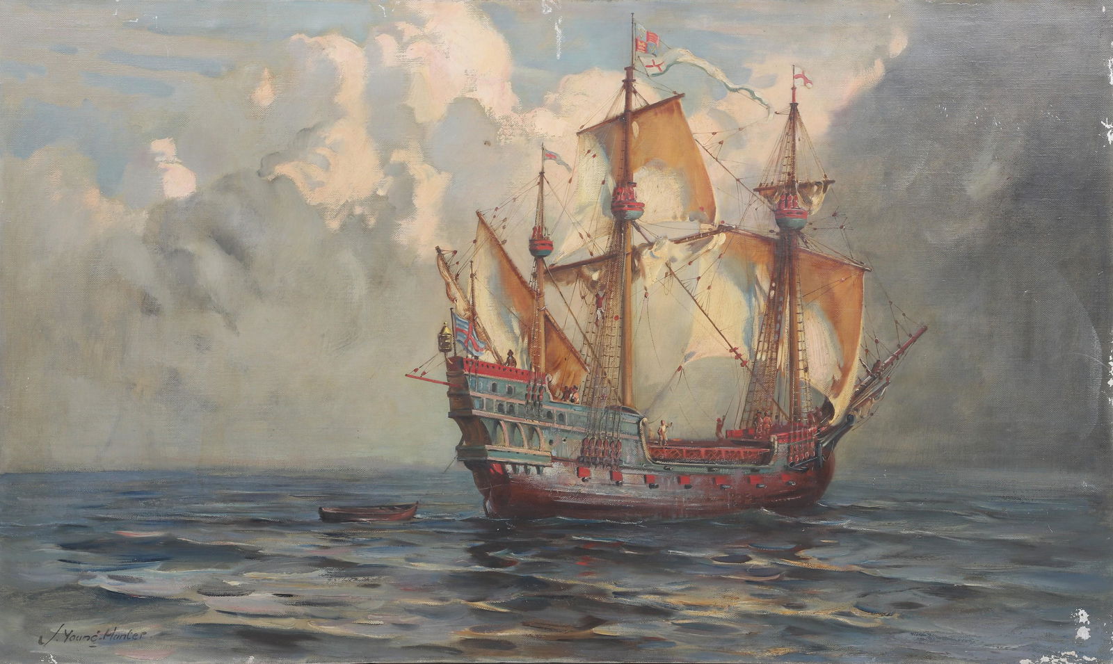 Large Antique Marine Painting (1 of 7)