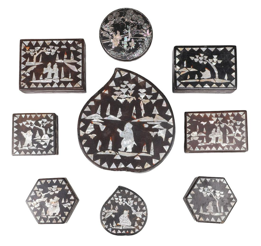 (7) Chinese Hongmu Mother of Pearl Boxes (1 of 7)