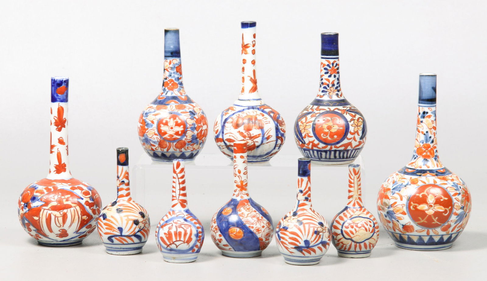 (10) Miniature Japanese Imari Porcelain Bottle Vases (1 of 1)