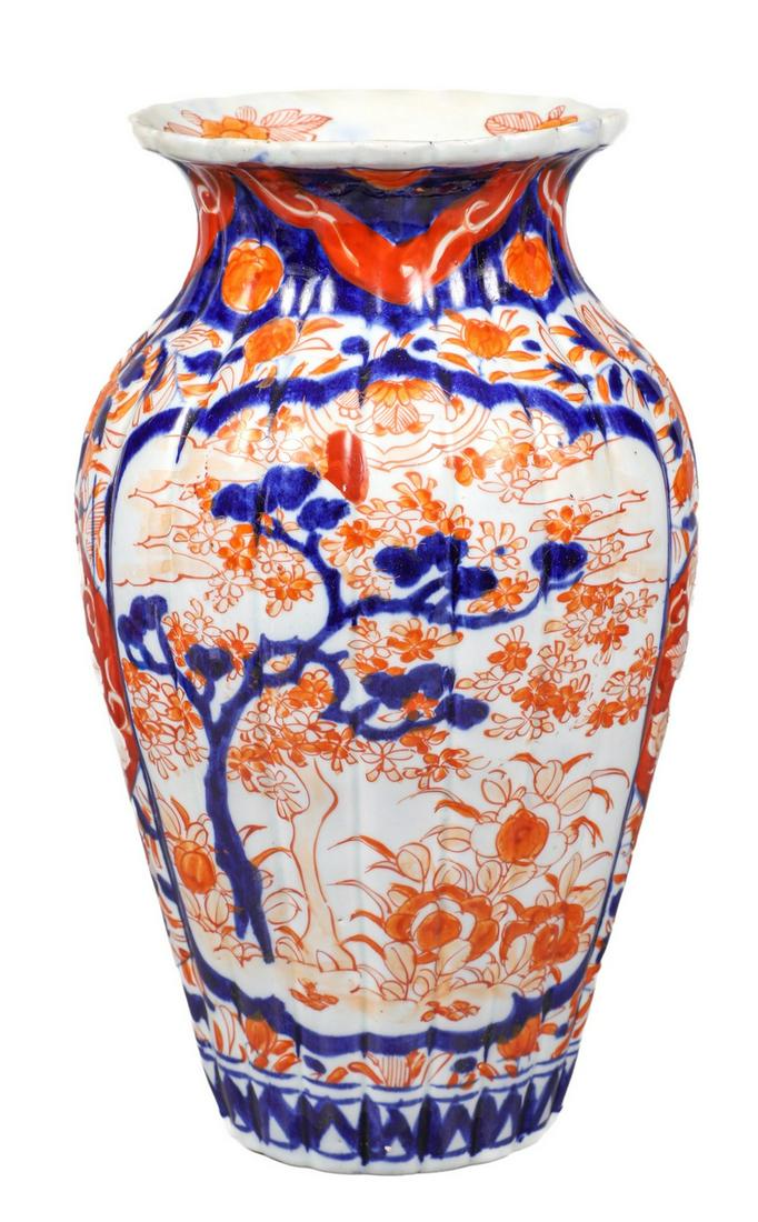 Japanese Imari Porcelain Fluted Vase (1 of 3)