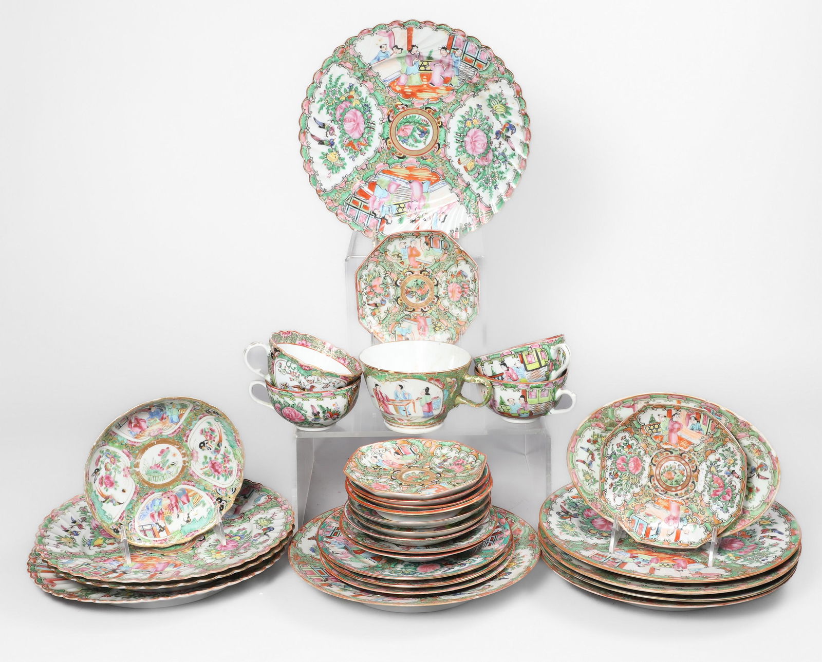 (3) Pcs Chinese Rose Medallion Porcelain Dinnerware (1 of 5)