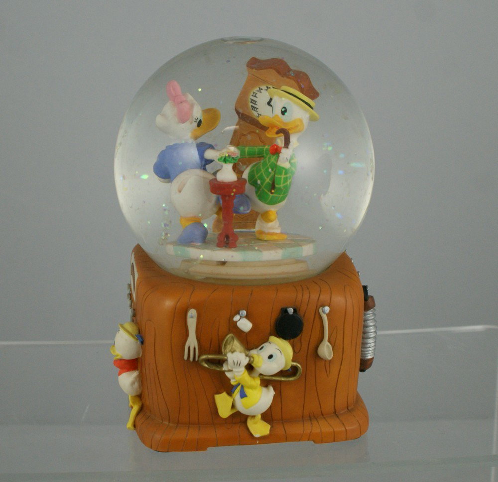 Daisy & Donald Dancing musical snow globe, "In th: Daisy & Donald Dancing musical snow globe, "In the Mood", 7" tall