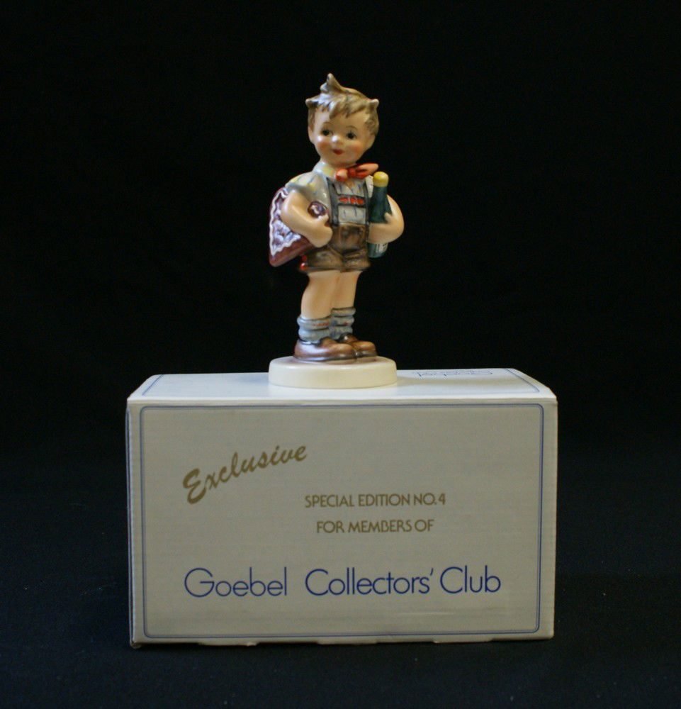 Goebel 'Valentine Joy' Collector's Club Special E: Goebel 'Valentine Joy' Collector's Club Special Edition No 4 - Hum 390, 5 3/4" tall, some crazing, with original box