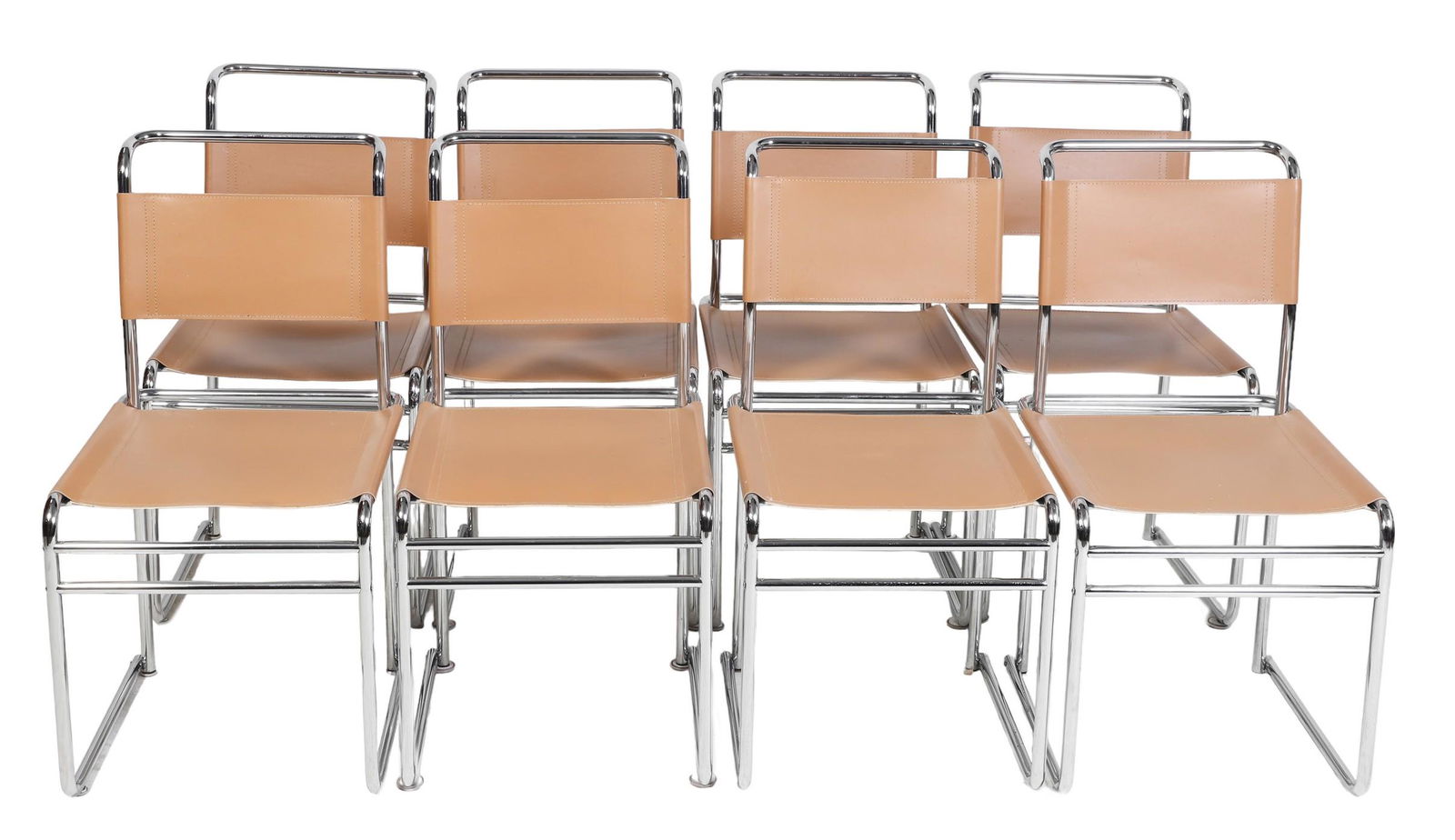 (8) Marcel Breuer style Chrome and leather side chairs (1 of 3)