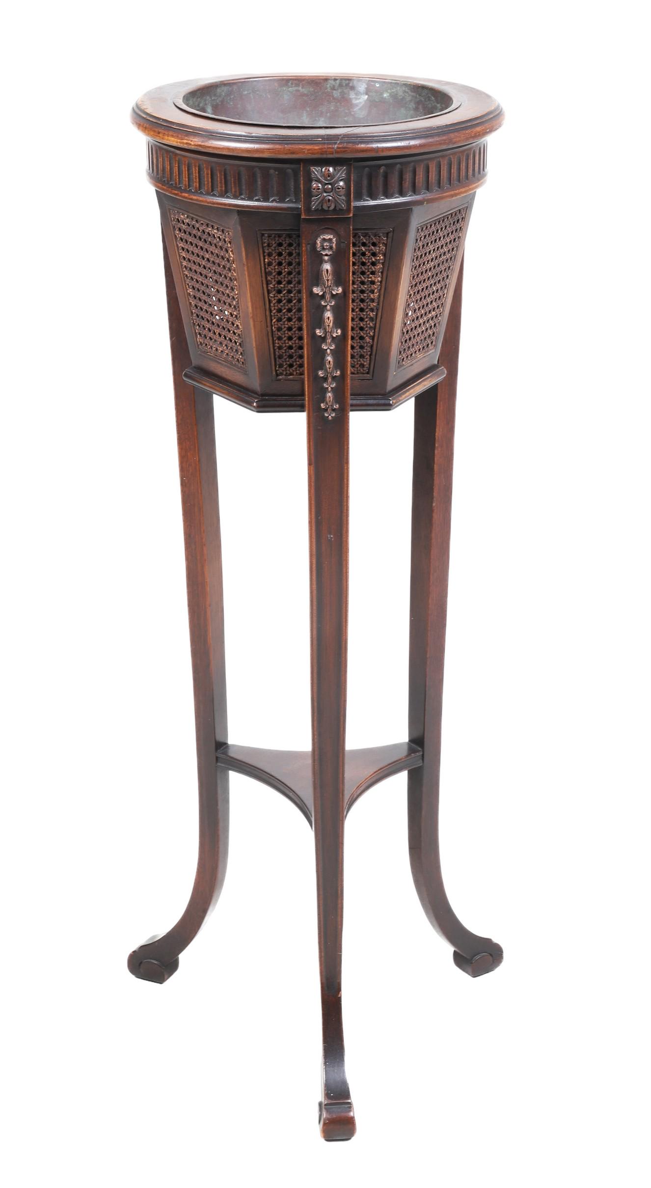 French style mahogany and caned planter (1 of 7)
