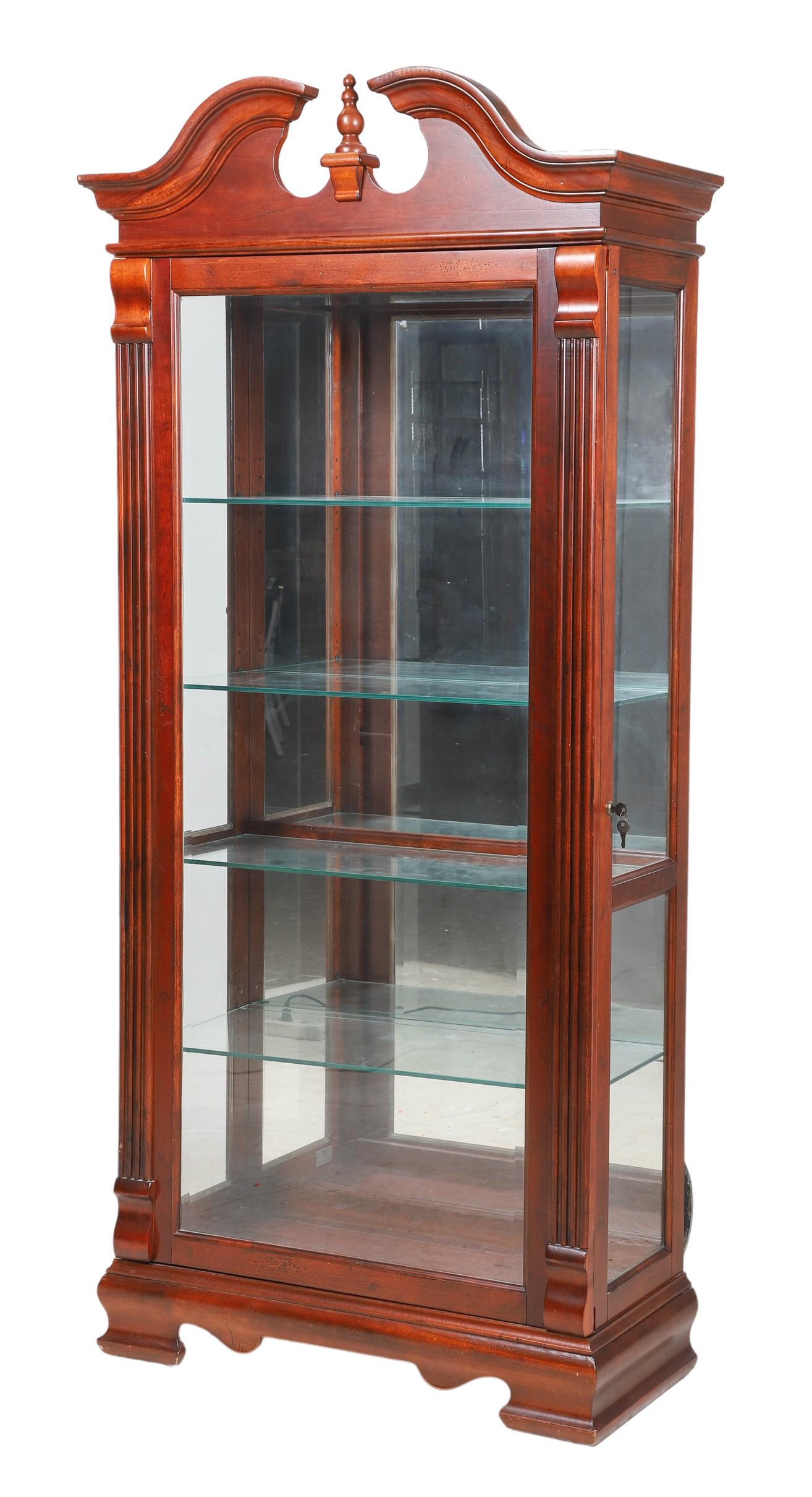 Contemporary one door walnut finished display cabinet (1 of 4)
