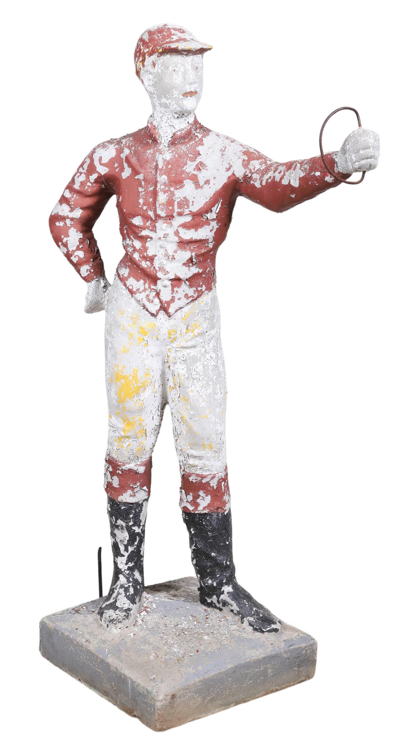 Cement Painted Horse Jockey (1 of 4)