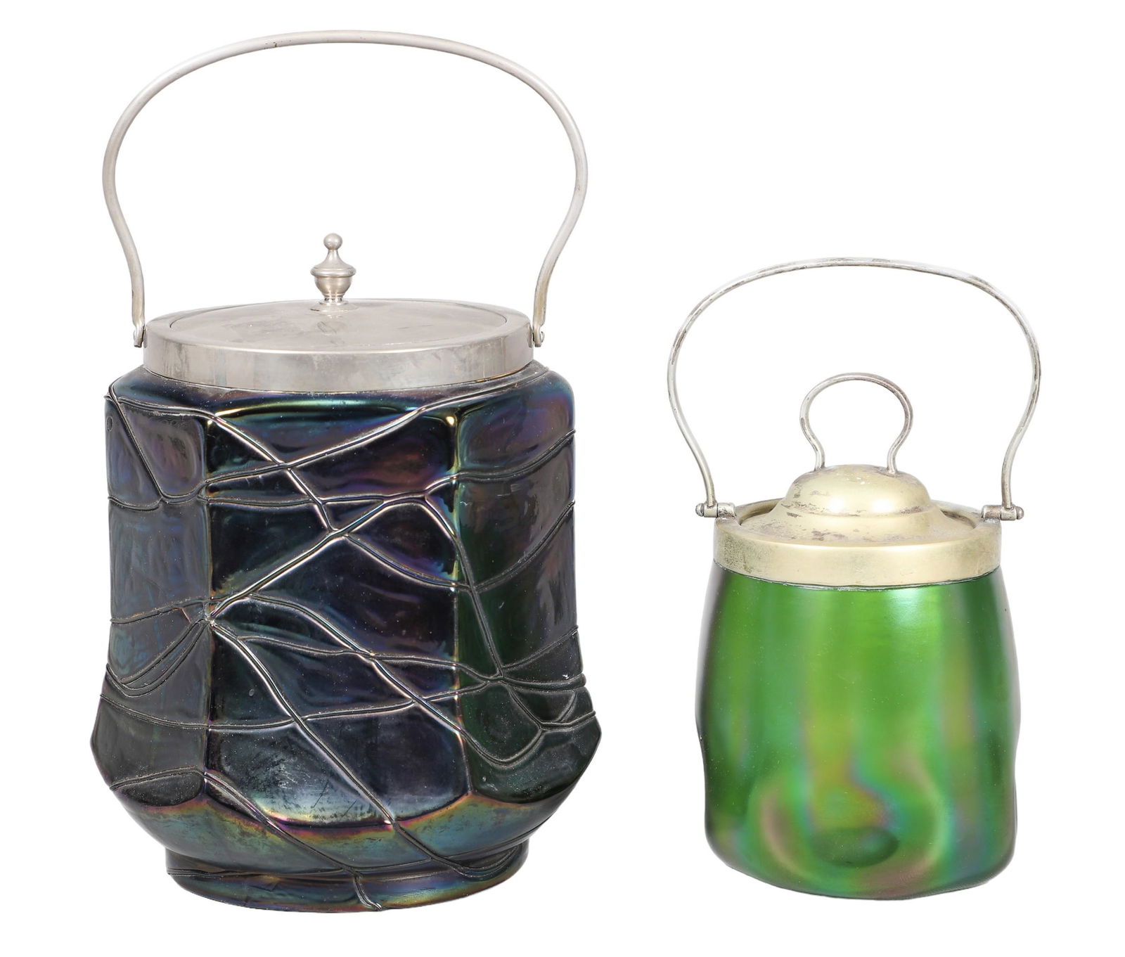 (2) Loetz Type Biscuit Barrel and Sugar (1 of 2)