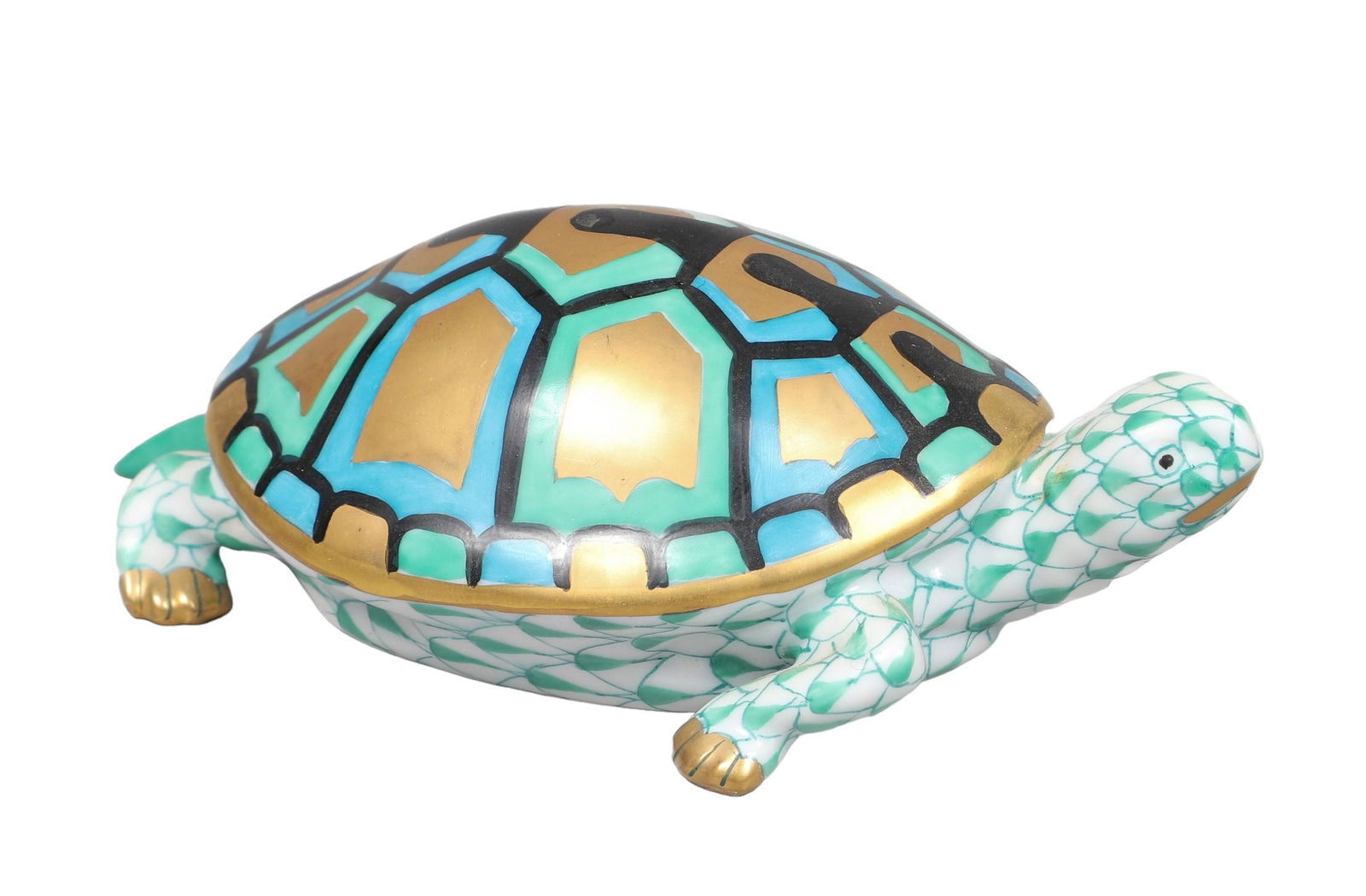 Herend Porcelain Fishnet Turtle Figure (1 of 4)