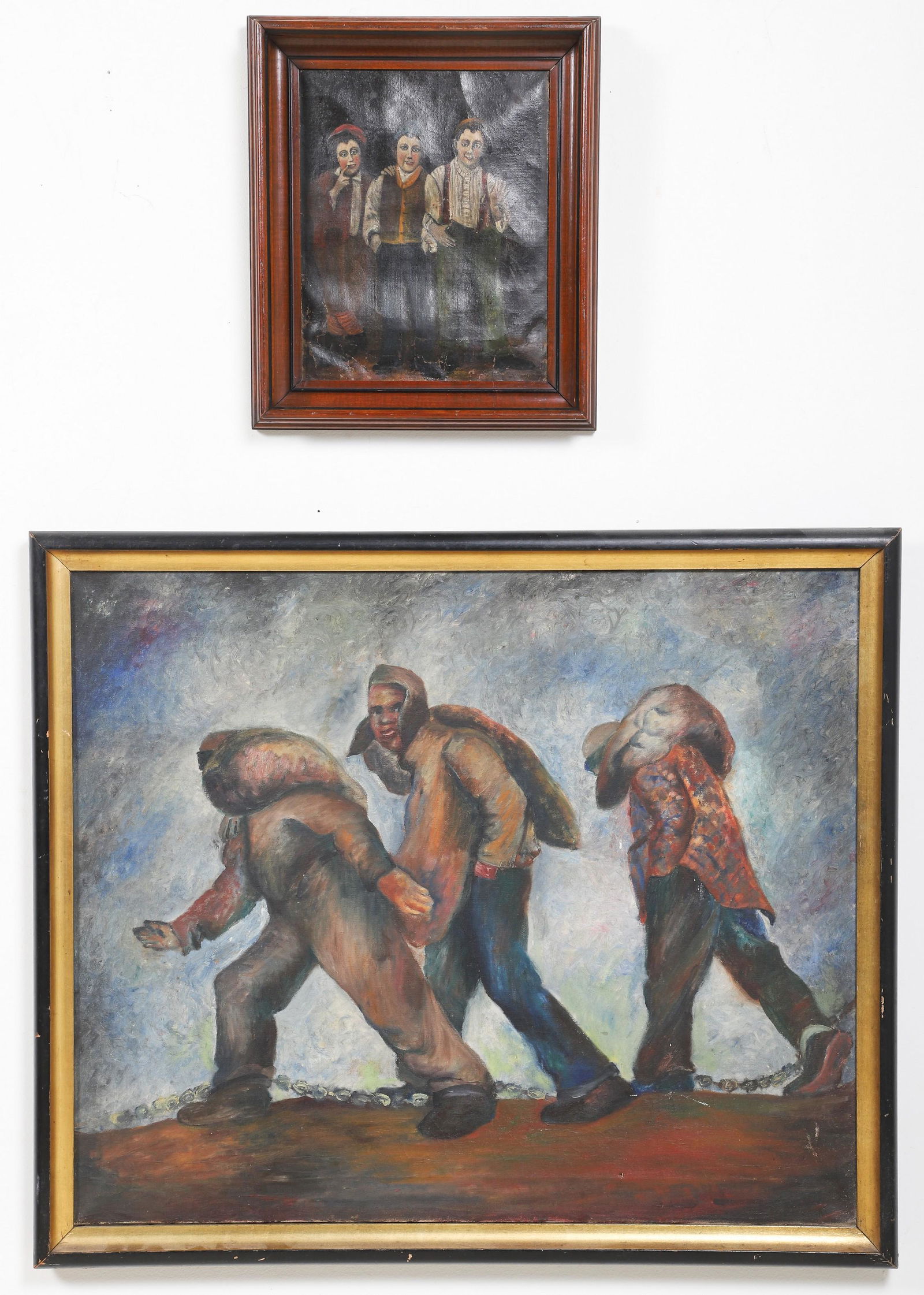 (2) Vintage Paintings "Chain Gang" (1 of 6)