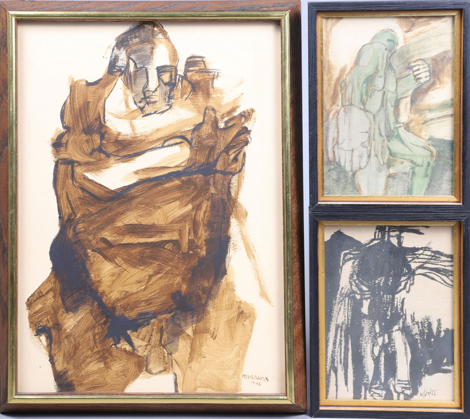 George Mesologites (20th c, American, NY Artist) (3) Expressionist Paintings (1 of 9)